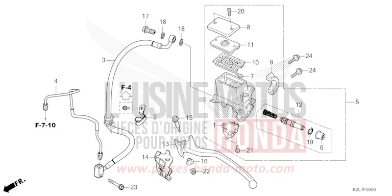 REAR BRAKE MASTER CYLINDER de ADV 350 MAT PEARL COOL WHITE (NHB44) 2026